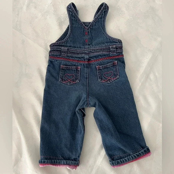 George Denim Overalls Embroidered Heart “Pretty Girl” | Size 12M - Picture 3 of 5
